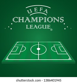 illustration of football field, soccer field.Champions League.