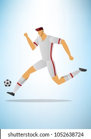 Illustration of football player action kicking the ball.