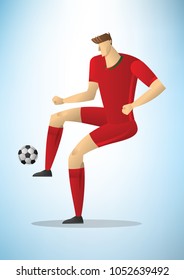 Illustration of football player action kicking the ball.