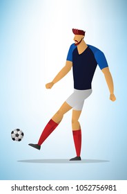 Illustration of football player action kicking the ball.