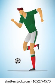 Illustration of football player action kicking the ball.