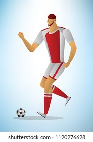 Illustration of football player action kicking the ball. vector