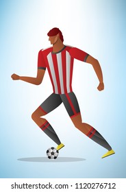 Illustration of football player action kicking the ball. vector