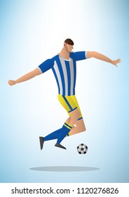 Illustration of football player action kicking the ball. vector