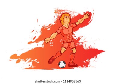 Illustration, a football player in the dynamics