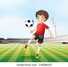 Illustration of a football player in his red uniform