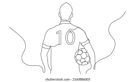 illustration of a football player with jersey number ten in line art style.