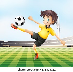 Illustration of a football player kicking the ball