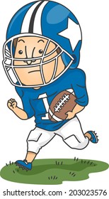 Illustration of a Football Player Running Across a Football Field