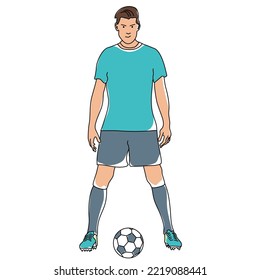 illustration of a football player standing excitedly preparing to kick the ball to hit the target