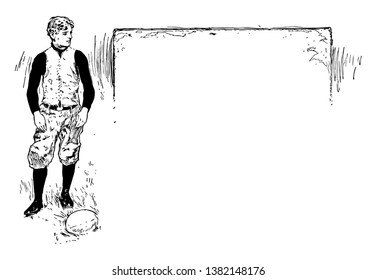An illustration of a football player, vintage line drawing or engraving illustration.
