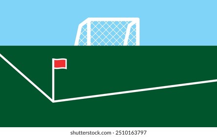 Ilustração de um campo de futebol e gols. Atributo e símbolo do jogo de futebol. Gates com uma rede, o lugar do jogo do goleiro.