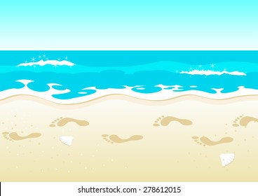 Illustration Footprints On Beach Stock Vector Royalty Free