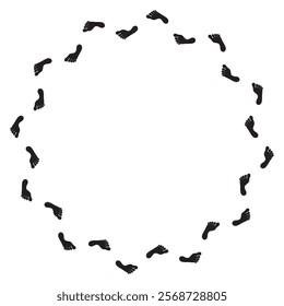 Illustration of a footprints from  walking around circle
