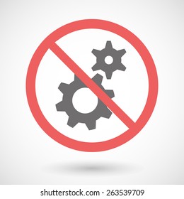 Illustration of a forbidden signal with gears
