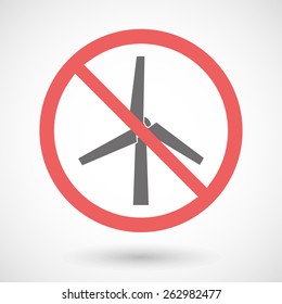 Illustration of a forbidden signal with a wind generator