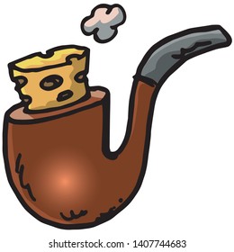 illustration for forbidden smoking and smoking pipe clogged with plug