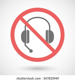 Illustration of a forbidden vector signal with  a hands free phone device