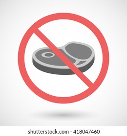 Illustration of a forbidden vector signal with   a steak icon