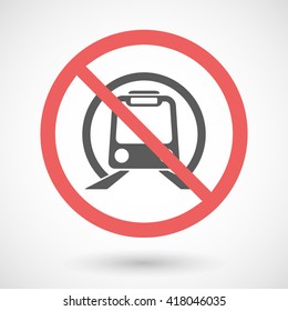 Illustration of a forbidden vector signal with   a subway train icon