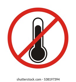 Illustration of a forbidden vector signal with a thermometer icon