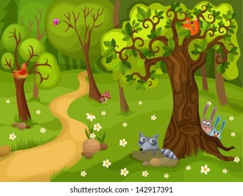 illustration of a forest background