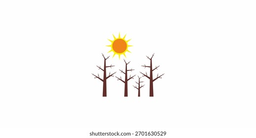 illustration of forest drought disaster in summer