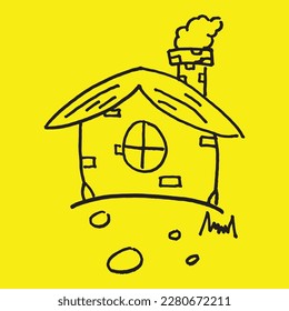 The Illustration of Forest House Sketch