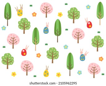 It is an illustration of a forest with the image of Easter.