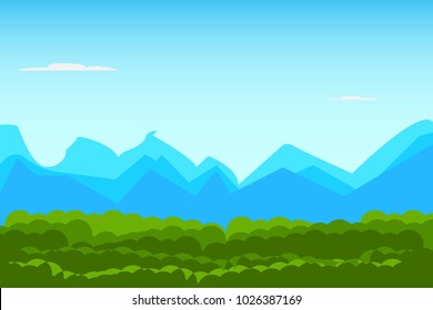 illustration of forest and mountain scenery