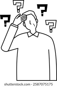 Illustration of a forgetful elderly man