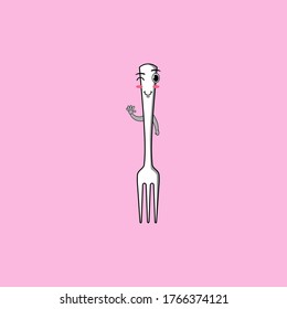illustration of fork for icons and mascots with gestures and emotions