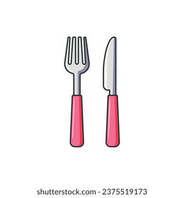 Illustration of Fork and Knife Cartoon Vector. For Restaurant Logos.