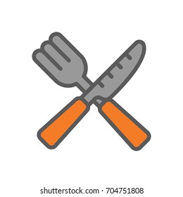 Illustration of fork and knife represent restaurant isolated in white background