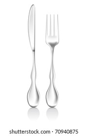 illustration of fork and spoon kept on isolated white background