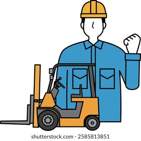 Illustration of a forklift and a male worker