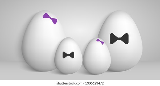 Illustration in the form of a family photo of eggs