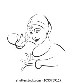 illustration in the form of an Indian dancing girl in the form of a symbol or logo