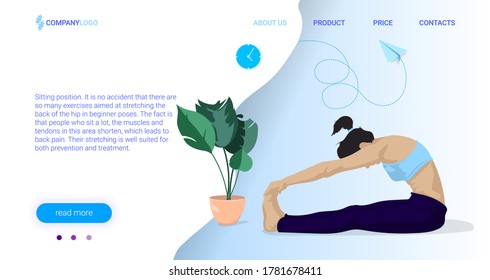 Ilustración en forma de sitio web. Posturas útiles en yoga