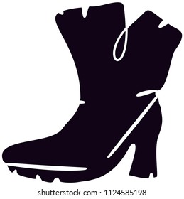 Вlack-and-white illustration. Formal figure of the boot.