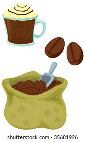 illustration of forms of coffee on white