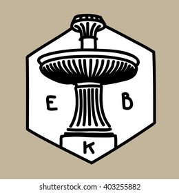 illustration Fountain "Stone Flower" is located in the Arboretum on the streets on March 8 in the city of Yekaterinburg. Symbol of the city. Hand drawing Sketch. 