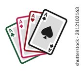 Illustration of four Ace playing cards spades hearts diamonds clubs fanned out
