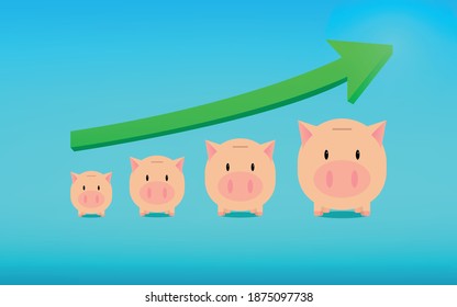 Illustration of four bank pig. growth and upper trend.