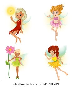 Illustration of the four beautiful fairies on a white background