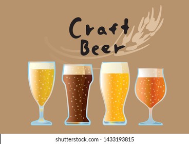 An illustration of four beers with different flavors