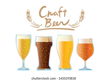 An illustration of four beers with different flavors