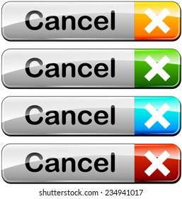 illustration of four cancel design web buttons