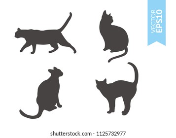 
Illustration of four cat shadow silhouettes. Vector EPS10