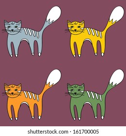 Illustration with four cats